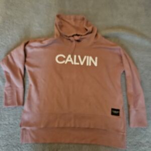 Calvin Klein Performance Sweatshirt Womens LARGE Turtleneck Pink Cozy Soft